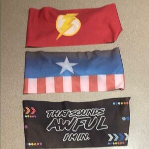 Set of 3 BondiBand Flash, Captain America Headband / Sweatband Set